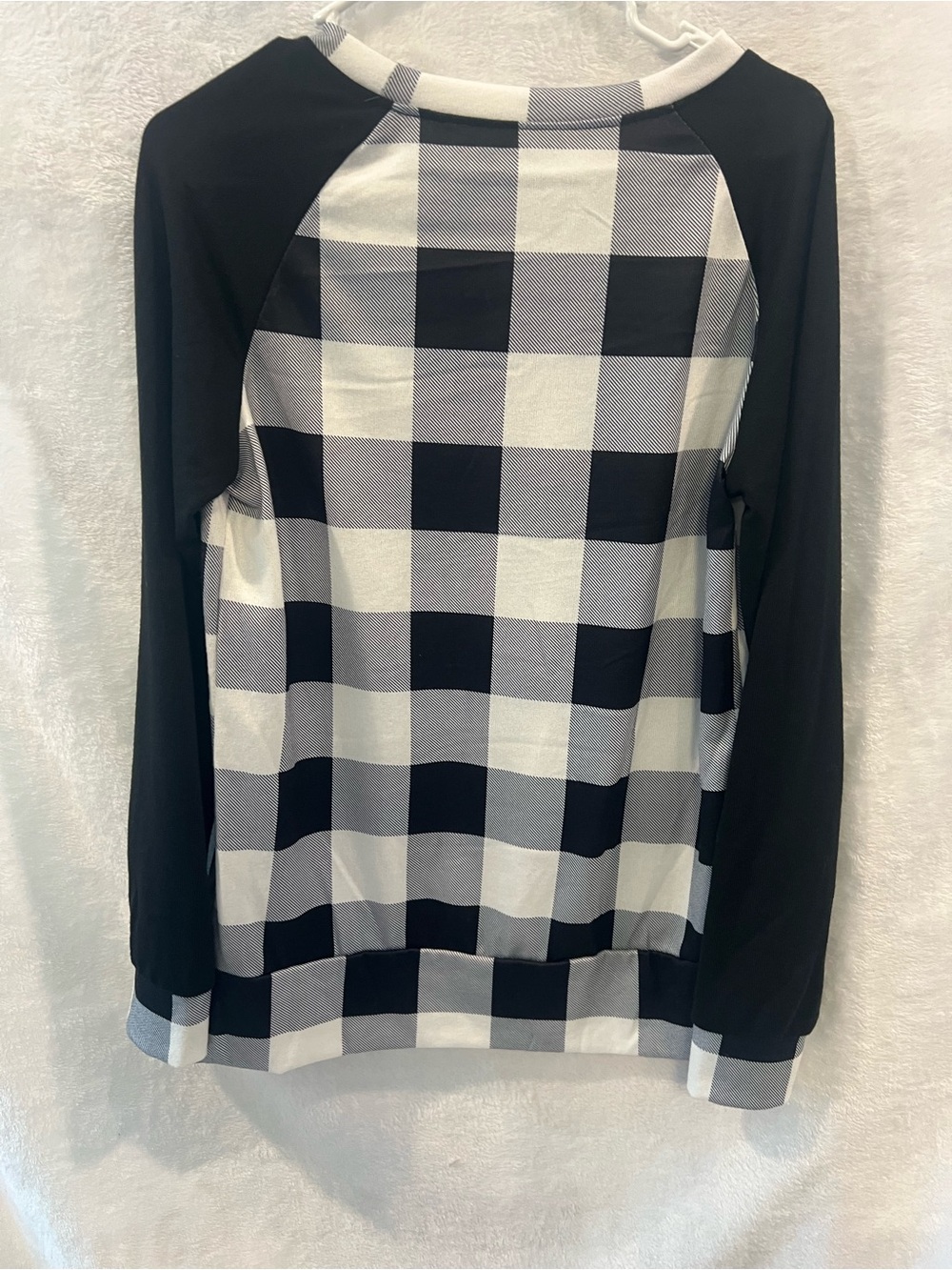Black and White Buffalo Plaid Crewneck Sweater